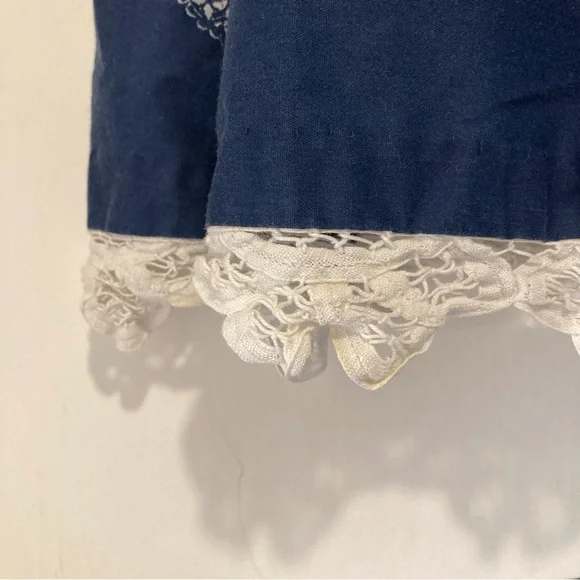 Vintage Handmade Daisy Kingdom Girls Dress Blue With Floral Border Sz 7, Easter - Picture 3 of 10